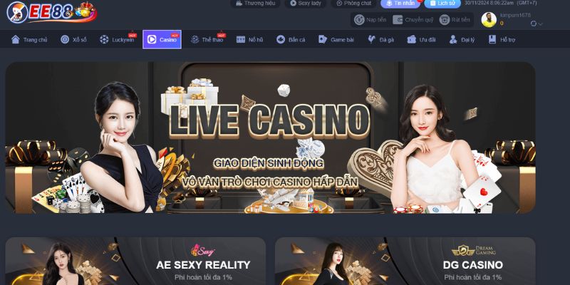 Khám phá sảnh Casino online EE88