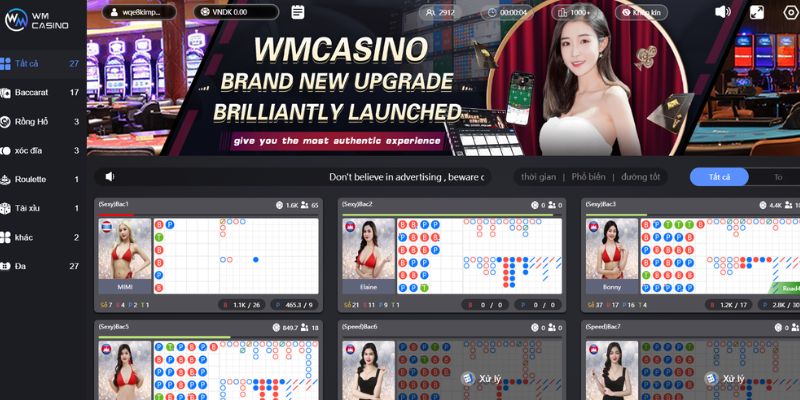 Sảnh WM Gaming chuyên nghiệp